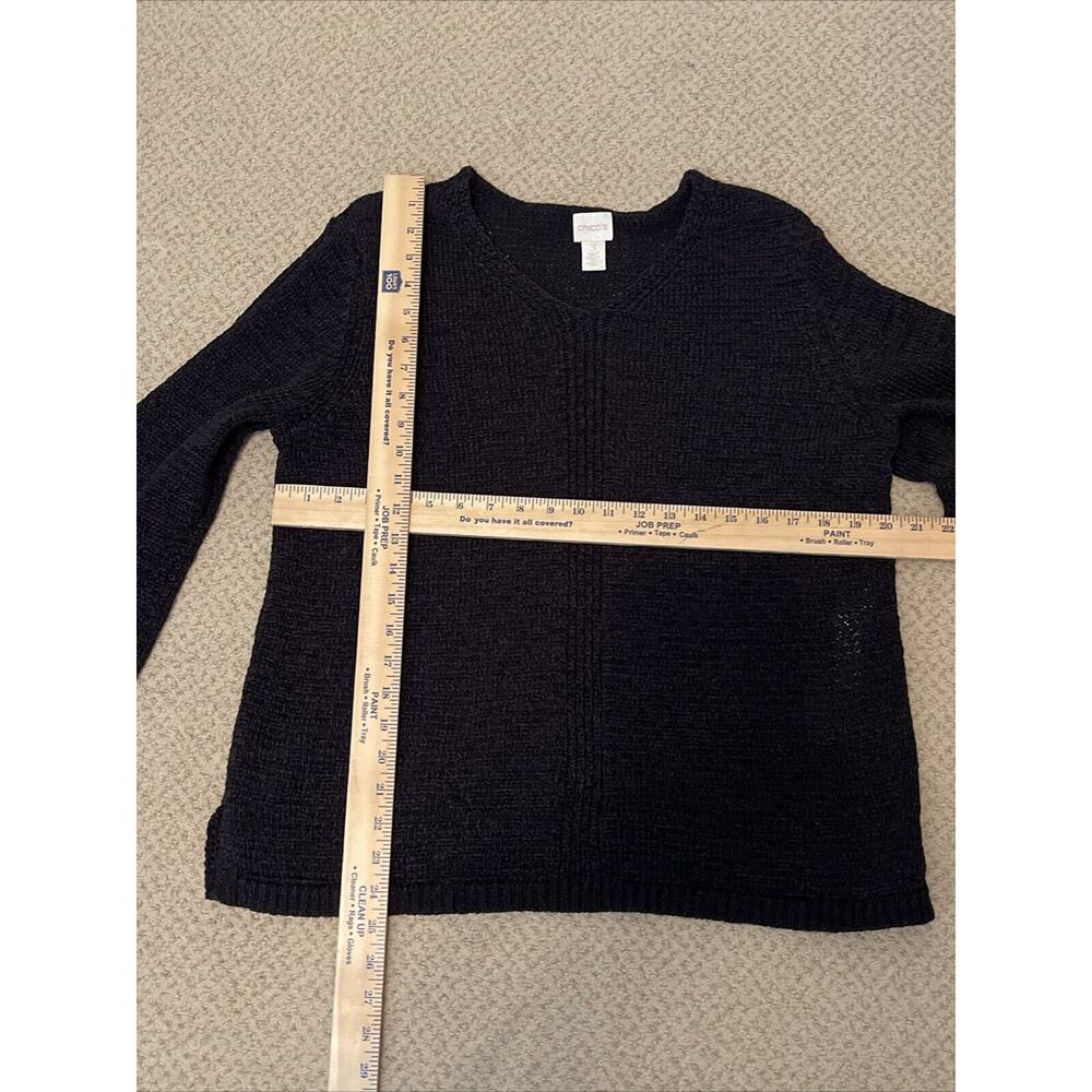 Chico’s 3 Women’s XL Black Cotton Polyester Knit Sweater - Picture 4 of 6